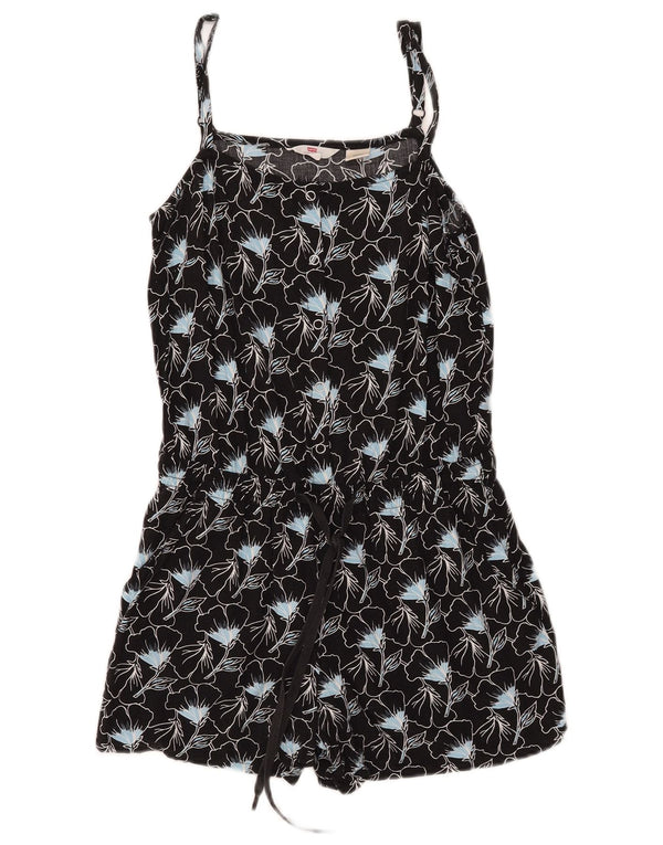 Tutina corta senza maniche da donna Levi's UK 10 piccola viscosa floreale nera