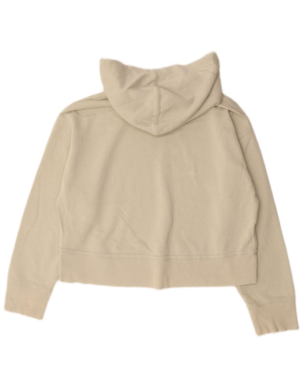 Maglione corto con cappuccio oversize da donna Zara UK 10 piccolo in cotone bianco sporco