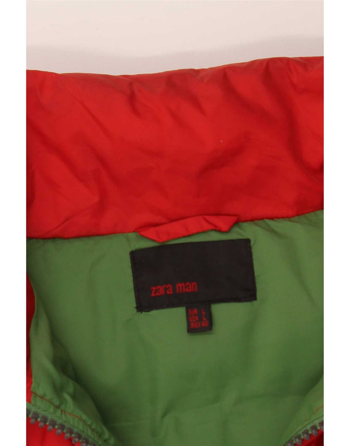 Gilet imbottito da uomo Zara UK 40 grande in nylon rosso