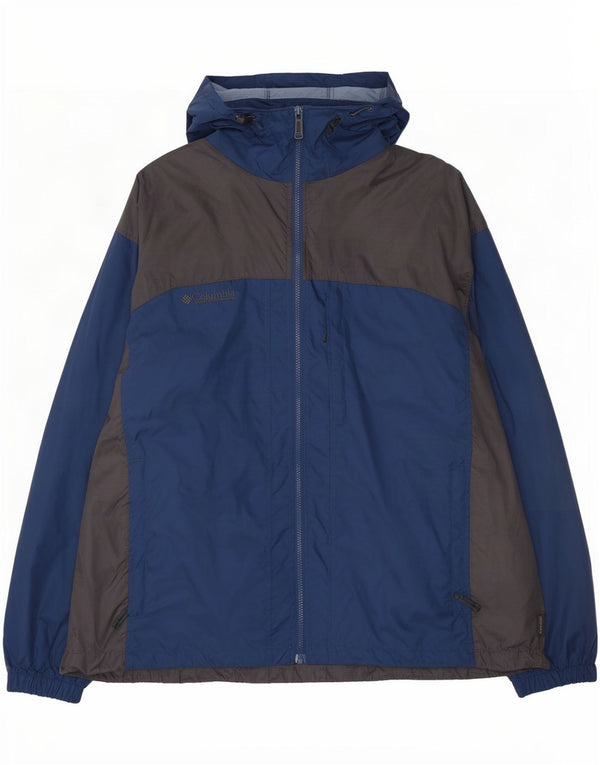 Giacca antipioggia da uomo con cappuccio Columbia UK 44 2XL Nylon color block blu