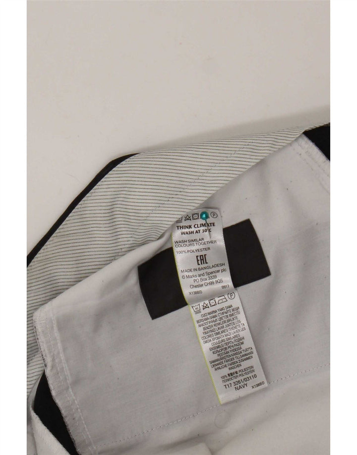 Pantaloni da abito regolari da uomo Marks & Spencer W36 L33 poliestere blu navy