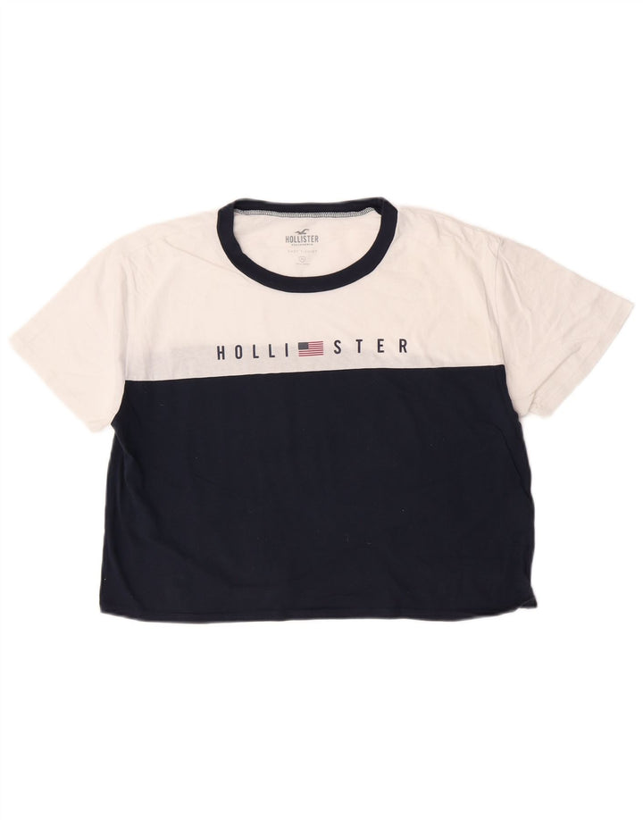 T-shirt Hollister Crop Graphic da donna, color block medio, blu navy