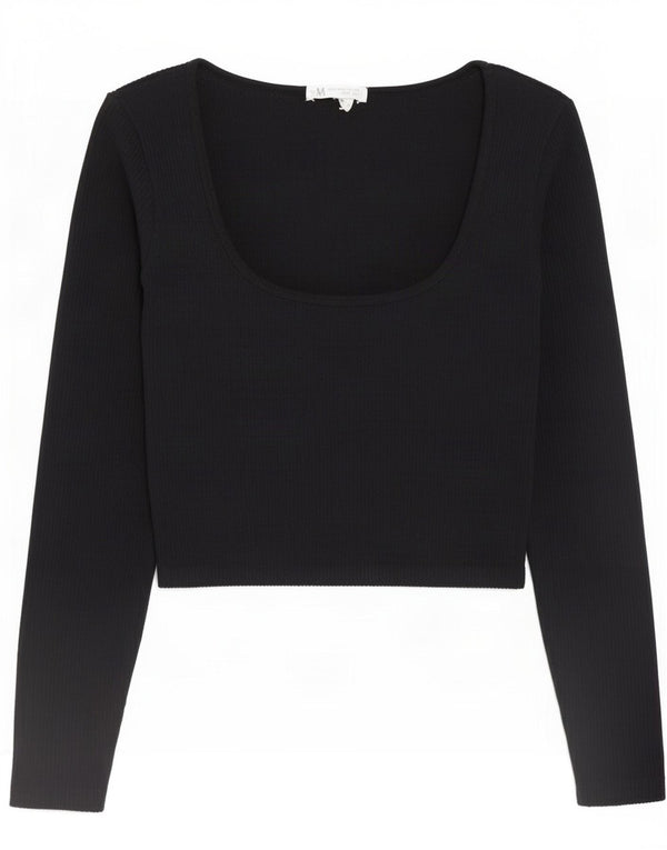 Top corto da donna Zara a maniche lunghe UK 12 medio nero