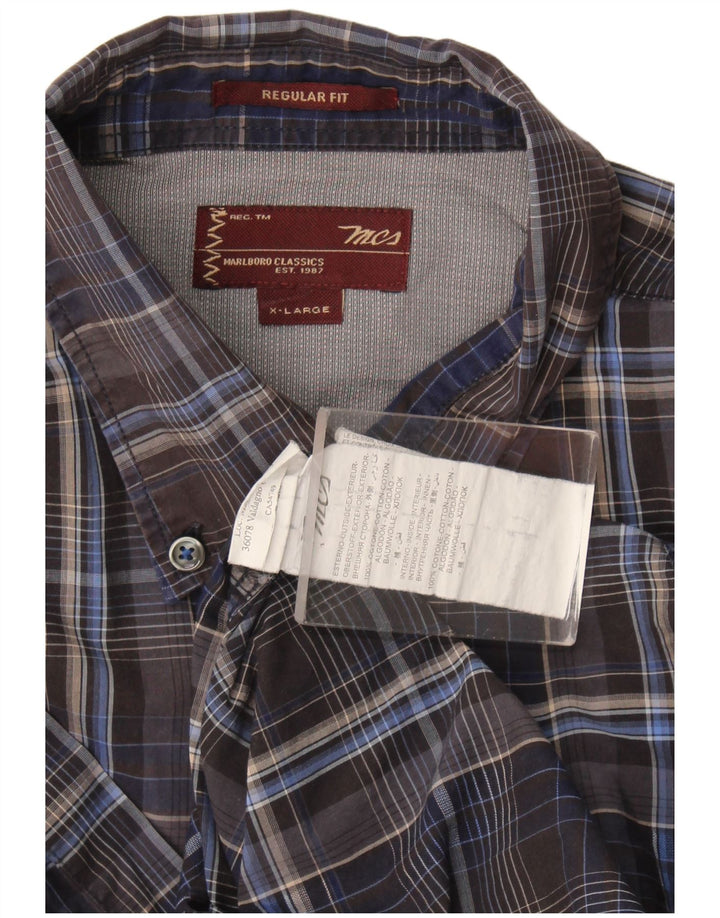 Camicia da uomo Regular Fit Marlboro Classics XL in cotone a quadri grigio