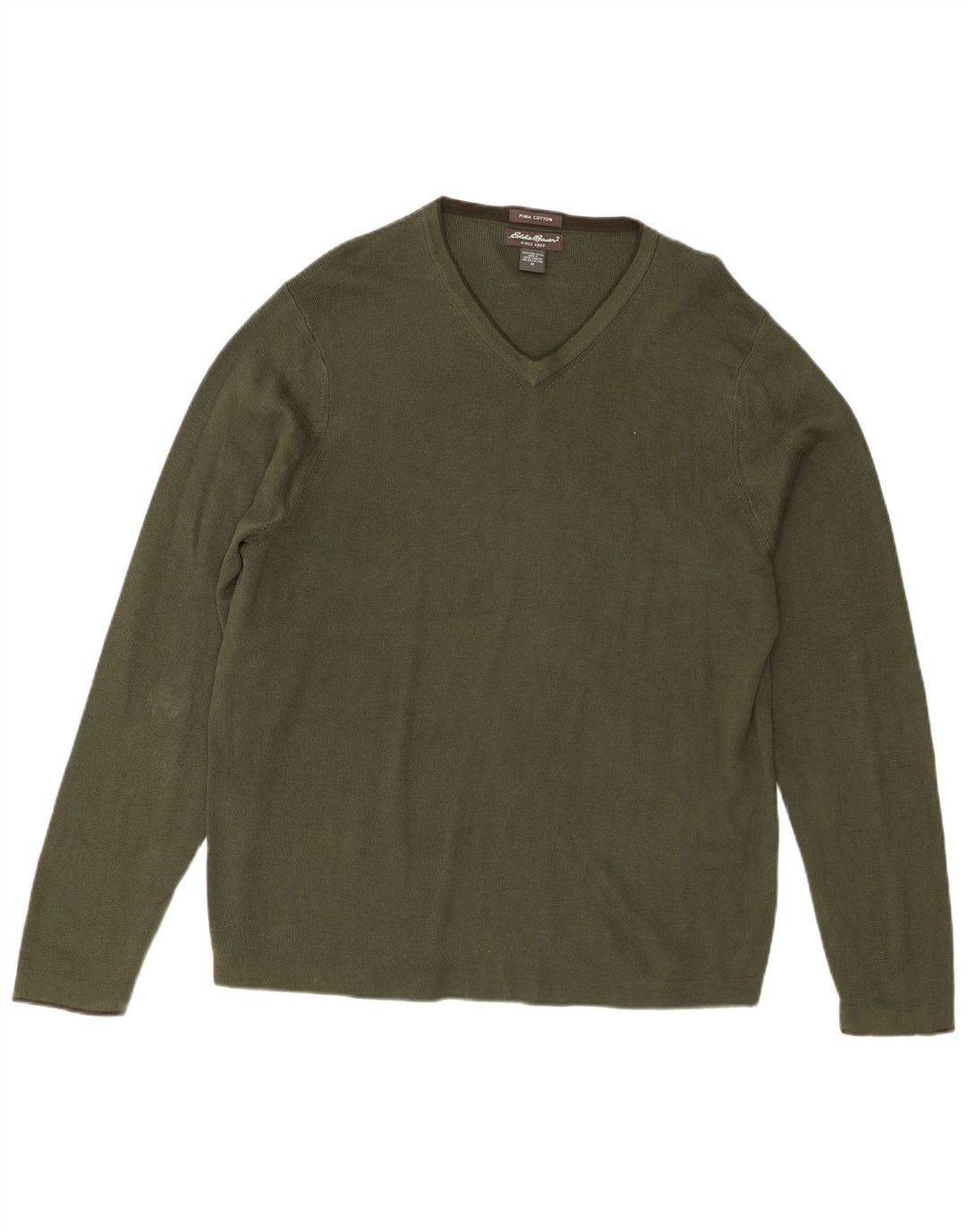 Maglione da uomo con scollo a V Eddie Bauer in cotone kaki medio