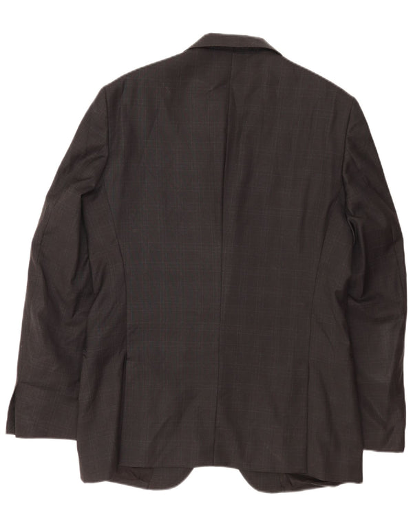 Giacca blazer a 2 bottoni da uomo Calvin Klein IT 50 Large Grey Check Wool