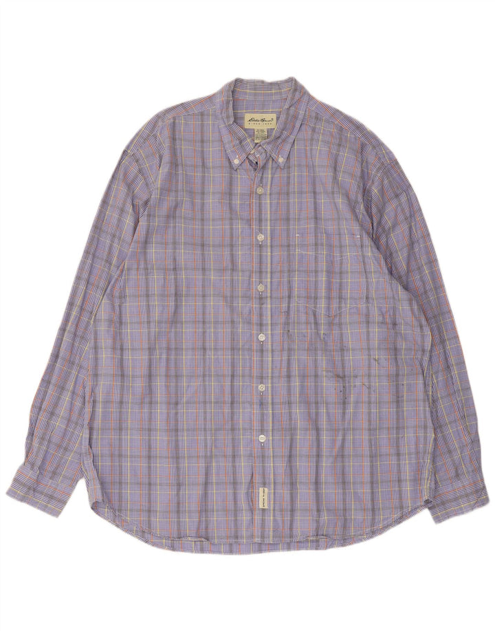 Camicia da uomo Eddie Bauer XL in cotone a quadri blu
