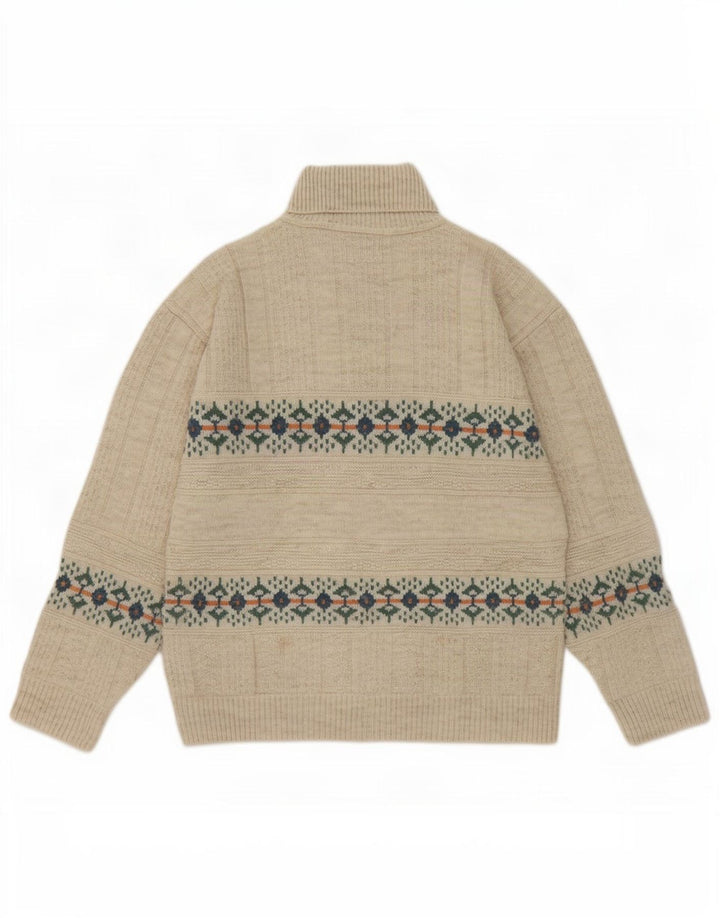 Maglione maglione collo alto da uomo North Pole Beige medio Fair Isle