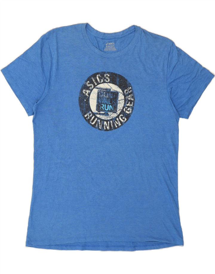 ASICS Mens Big & Tall Graphic T-Shirt Top 2XL Blue Vintage Asics and Second-Hand Asics from Messina Hembry 