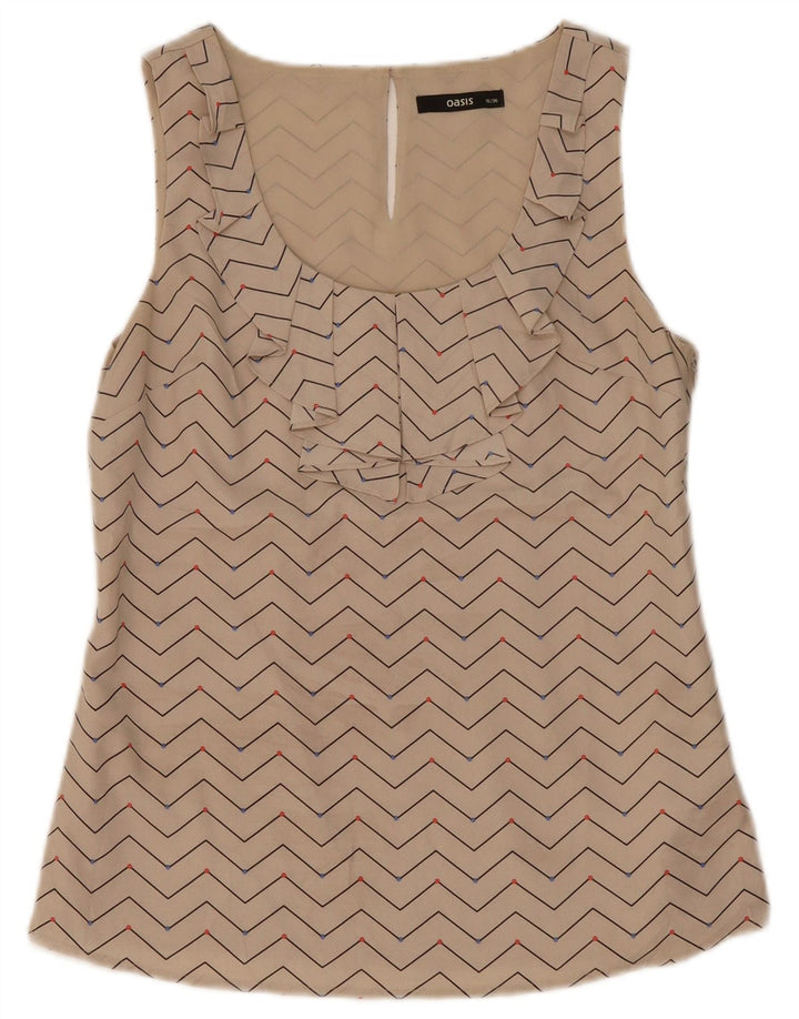 Camicetta senza maniche da donna Oasis UK 10 Small Beige geometrico