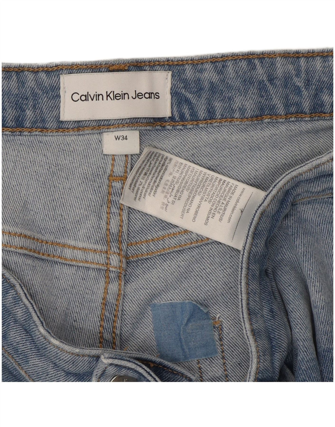 Calvin Klein Uomo Dad Slim Jeans W34 L28 Blu Cotone