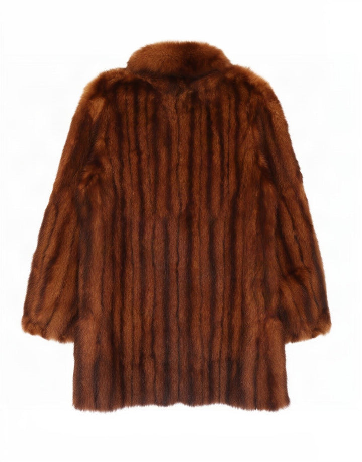 Cappotto in pelliccia vintage da donna UK 12 con stampa animalier marrone medio