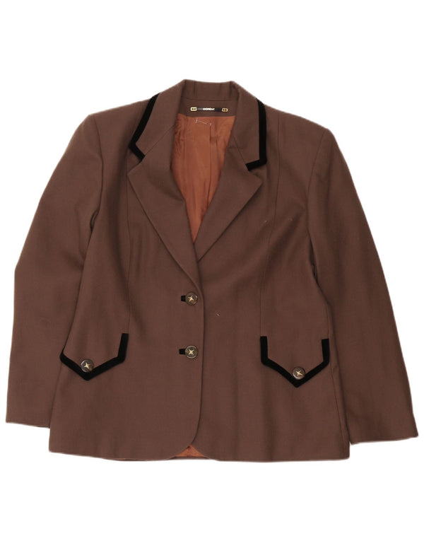 Giacca blazer da donna a 2 bottoni Dorene UK 18 XL marrone lana vergine