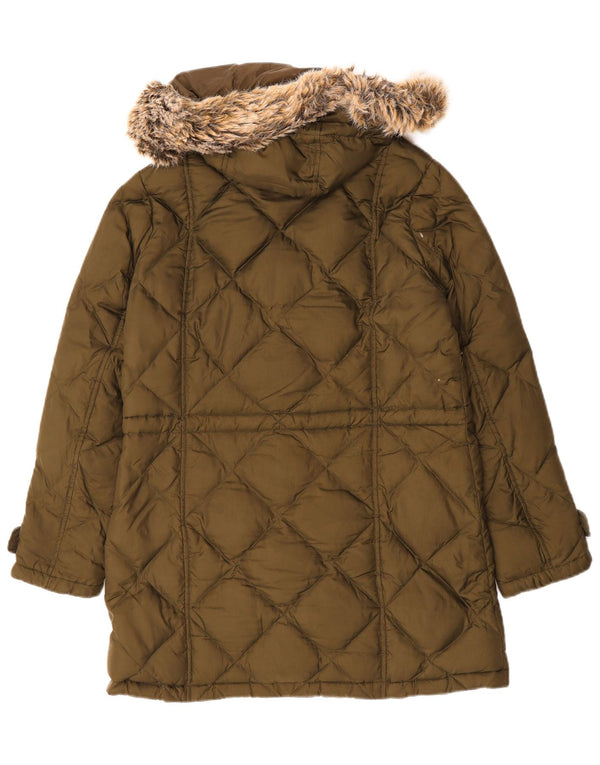 BARBOUR Womens Hooded Padded Coat UK 12 Medium  Khaki
