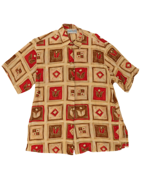 Camicetta da donna a maniche corte Gabrielle UK 16 Seta patchwork beige grande