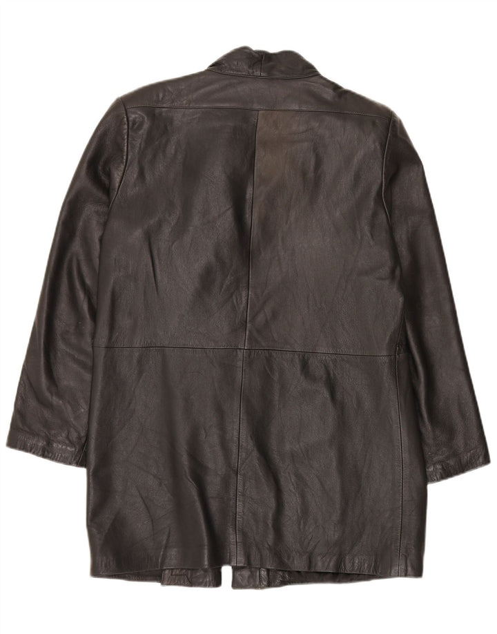 Cappotto in pelle da donna vintage IT 46 grande in pelle nera