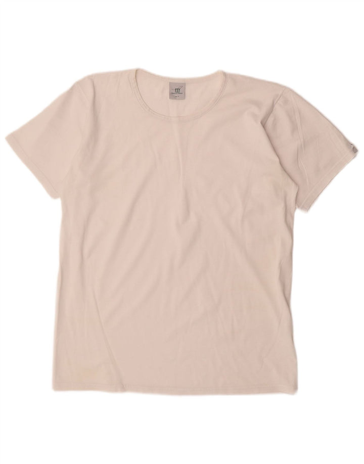 HENRY COTTONS Mens T-Shirt Top Medium Off White Cotton