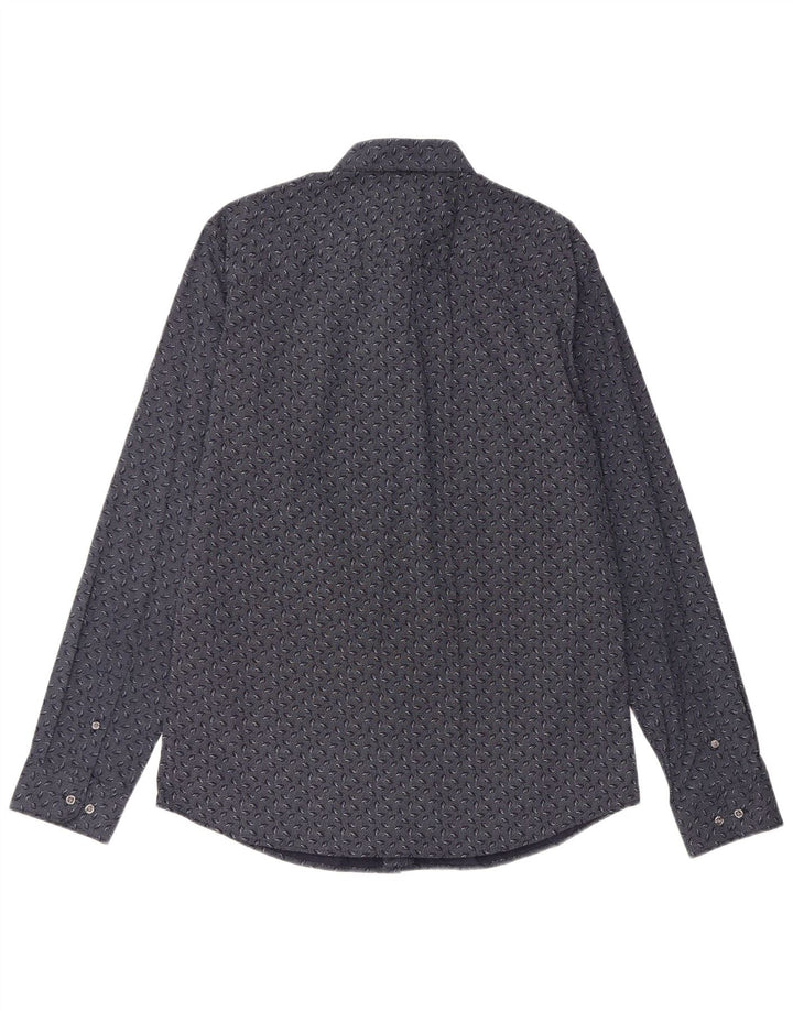 JACK & JONES Camicia slim fit da uomo grande in cotone maculato blu navy