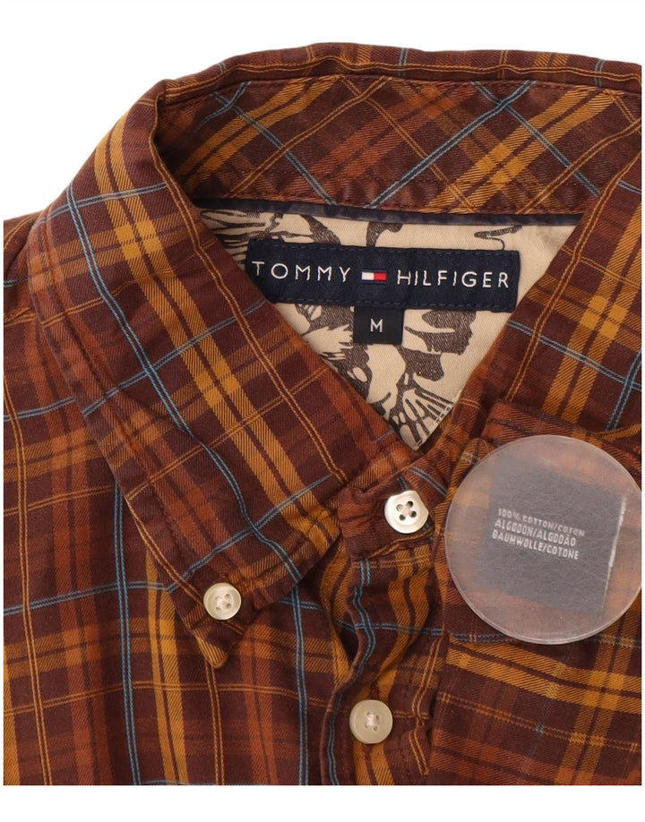 Tommy Hilfiger Camicia da uomo in flanella di cotone a quadri marrone medio