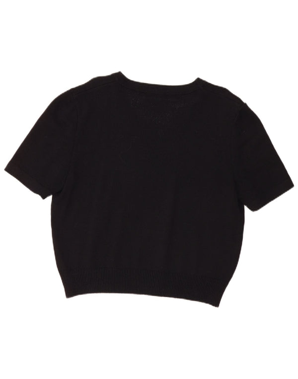 Maglione maglione corto con scollo a barca da donna ST.John Basics UK 16 grande nero