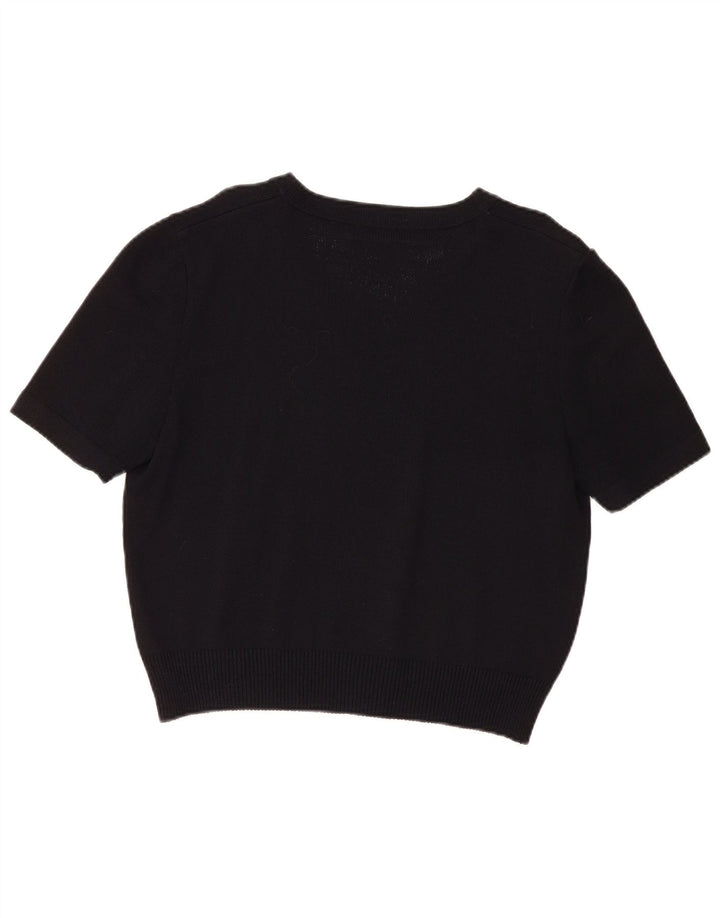 Maglione maglione corto con scollo a barca da donna ST.John Basics UK 16 grande nero