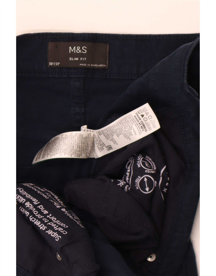 Jeans slim da uomo Marks & Spencer W38 L31 cotone blu navy