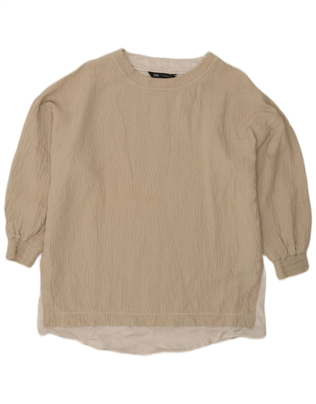 Top Blusa Oversize Da Donna Zara UK 6 XS Cotone Beige