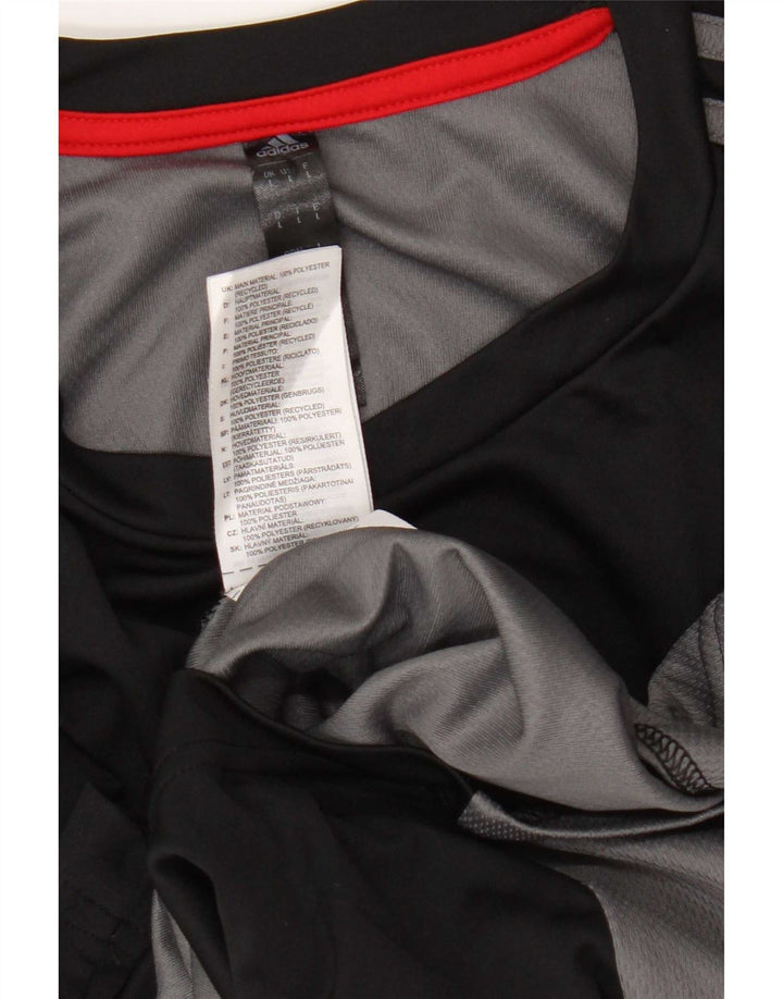 T-shirt Adidas da uomo Top Large in poliestere color block nero