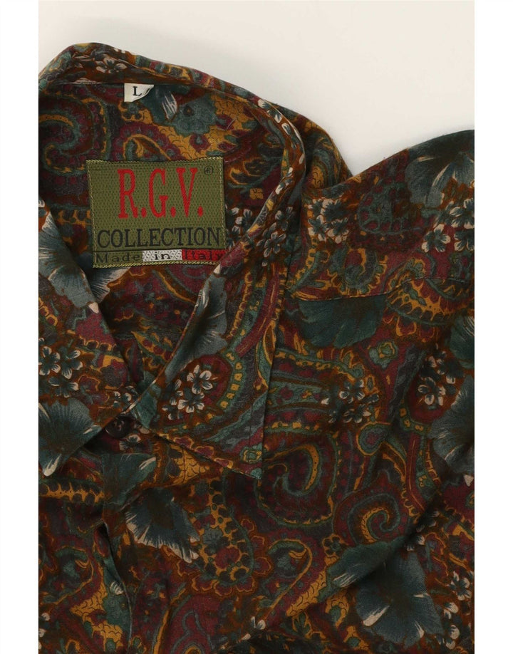 Camicia da uomo vintage grande kaki Paisley