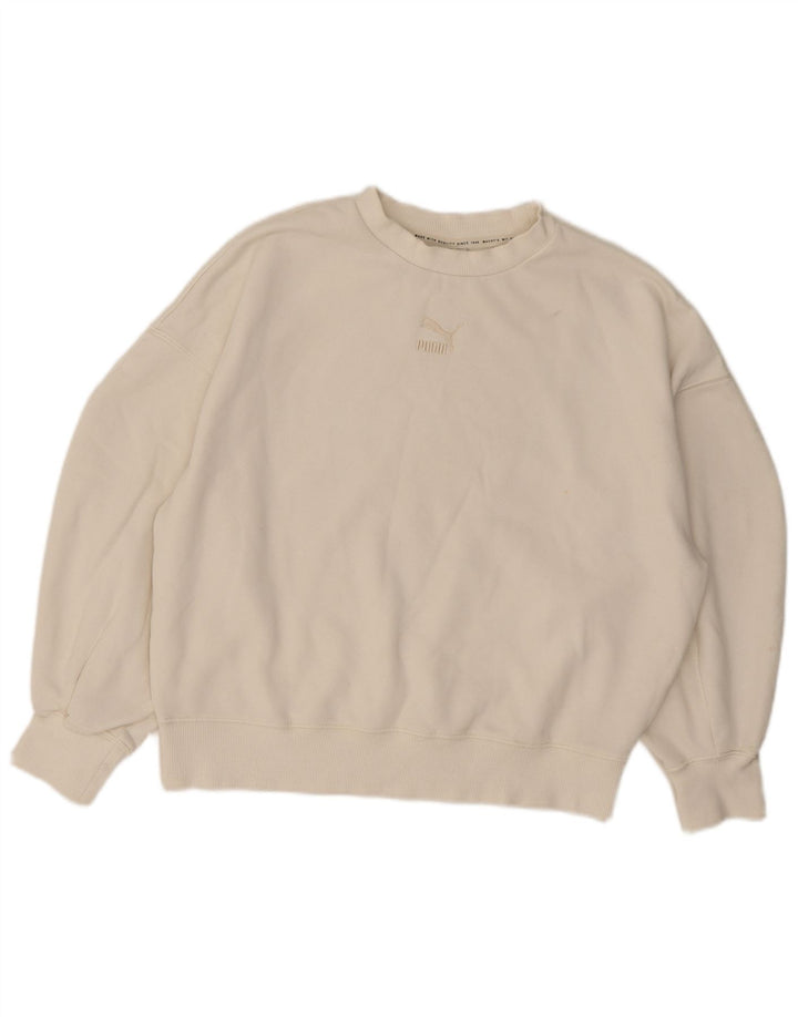 Felpa oversize da donna Puma UK 10 piccola in cotone bianco