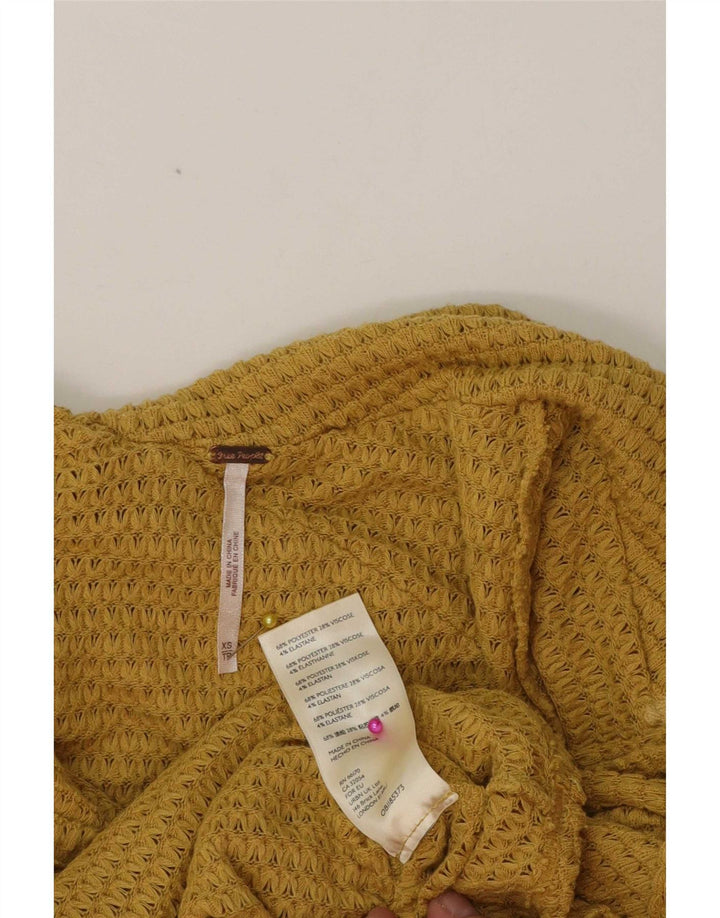 Top da donna a maniche lunghe Free People UK 6 XS poliestere giallo