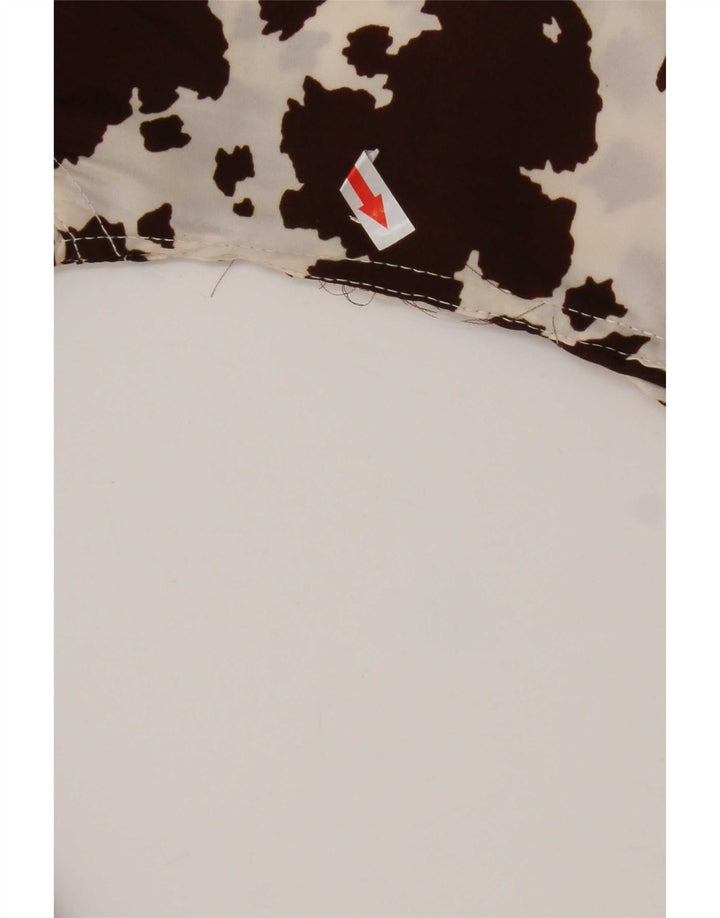 Camicia vintage da uomo con motivo astratto, stampa animalier marrone medio