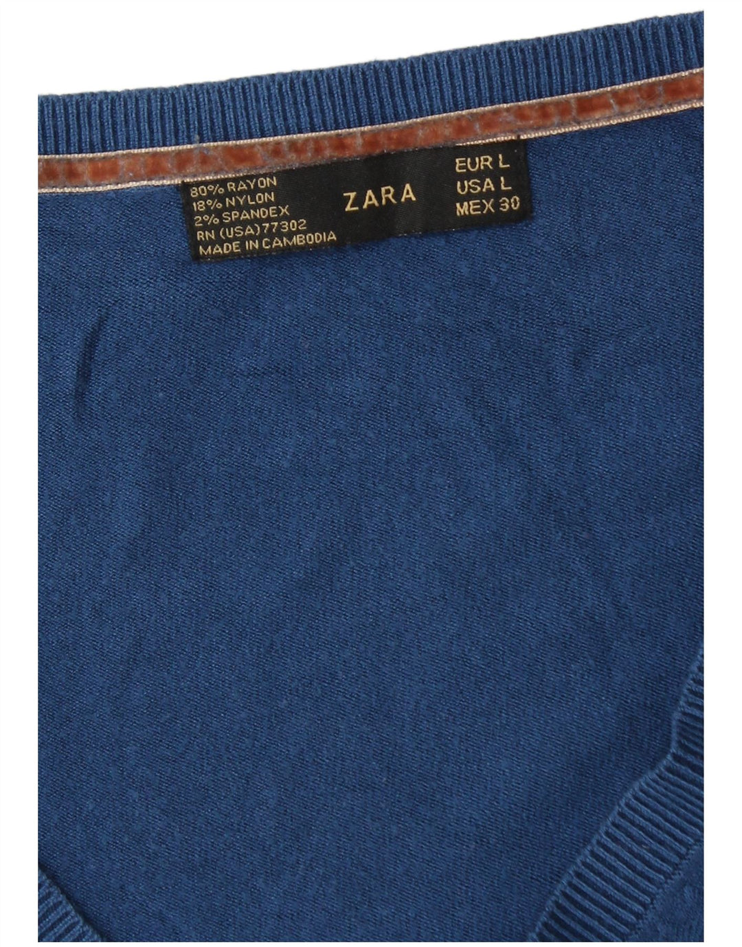 Maglione da donna con scollo a V Zara UK 16 grande rayon blu