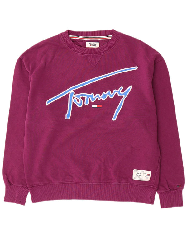 Tommy Hilfiger Felpa grafica da uomo Maglione piccolo cotone viola
