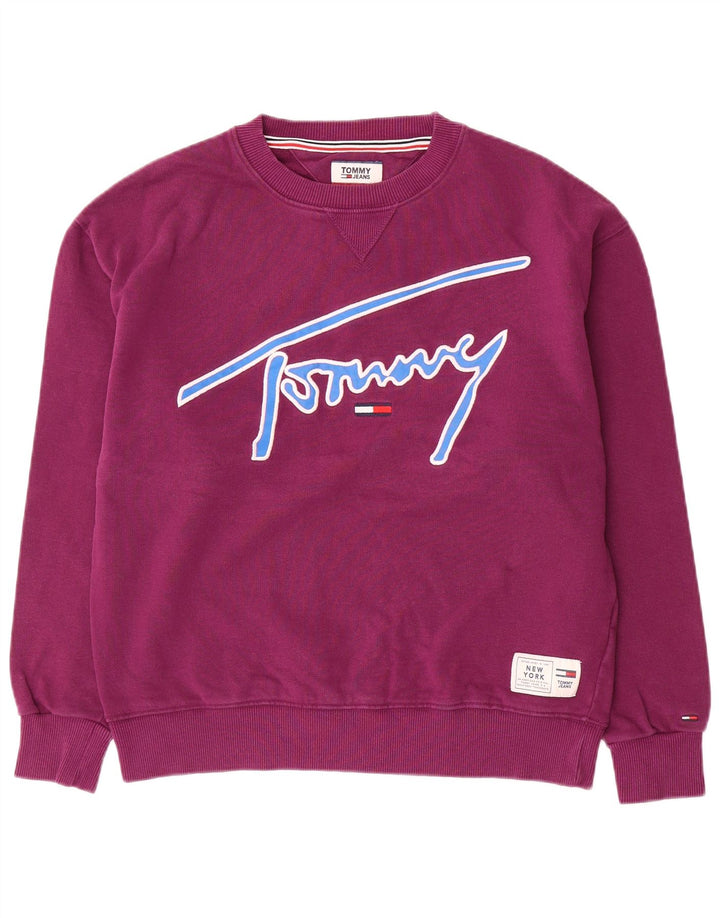 Tommy Hilfiger Felpa grafica da uomo Maglione piccolo cotone viola