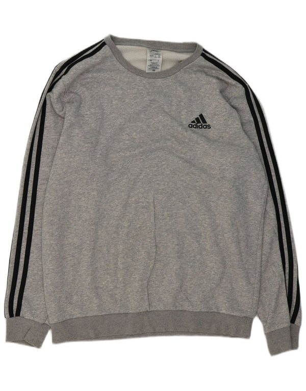 Felpa Adidas da uomo maglione grande in cotone chiazzato grigio