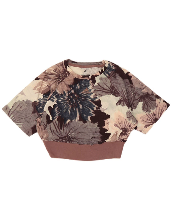 T-shirt corta Adidas da donna vestibilità ampia UK 4/6 XS multicolore floreale