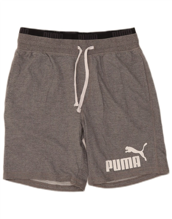 Pantaloncini sportivi grafici da uomo Puma in cotone grigio medio