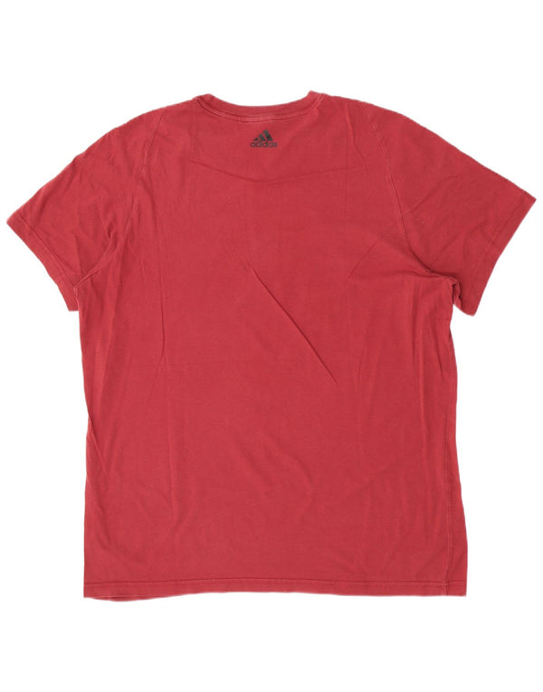 T-shirt grafica da uomo Adidas Top XL in cotone rosso