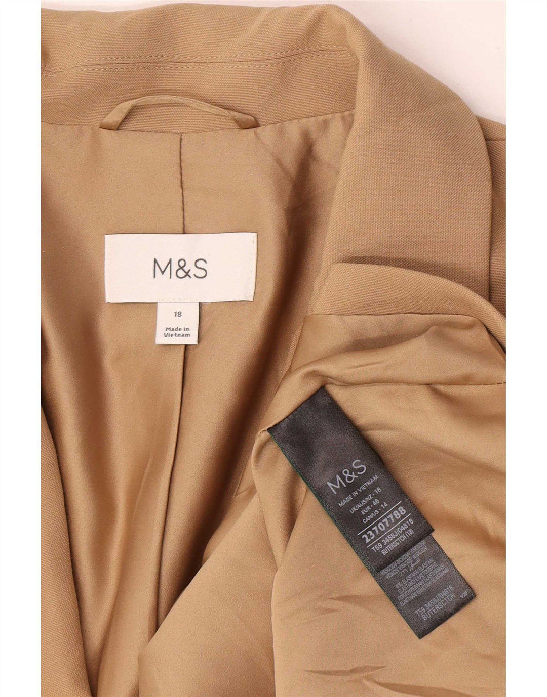 Giacca blazer a 1 bottone da donna Marks & Spencer UK 18 XL Poliestere beige