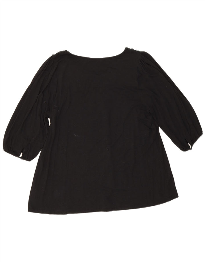 Top in camicetta con maniche a 3/4 da donna Marks & Spencer UK 20 2XL viscosa nera