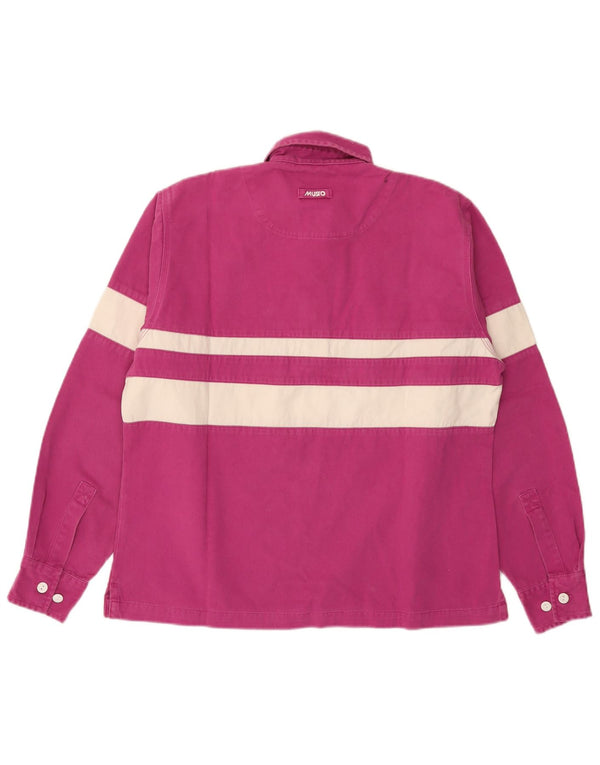 Polo da rugby da donna a maniche lunghe Musto UK 14 grande cotone a righe rosa