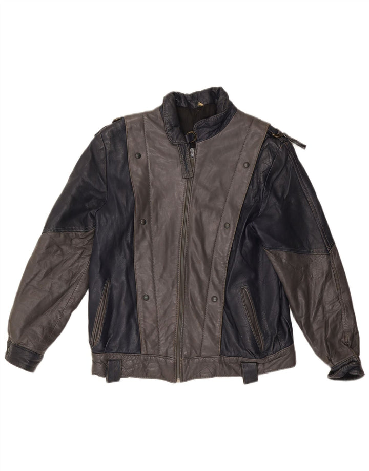 Giacca in pelle da donna VINTAGE UK 14 Colorblock grigio medio