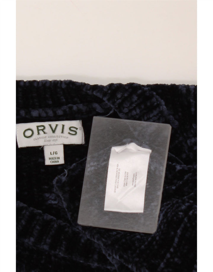 Maglione maglione girocollo da donna ORVIS UK 16 Grande poliestere blu navy