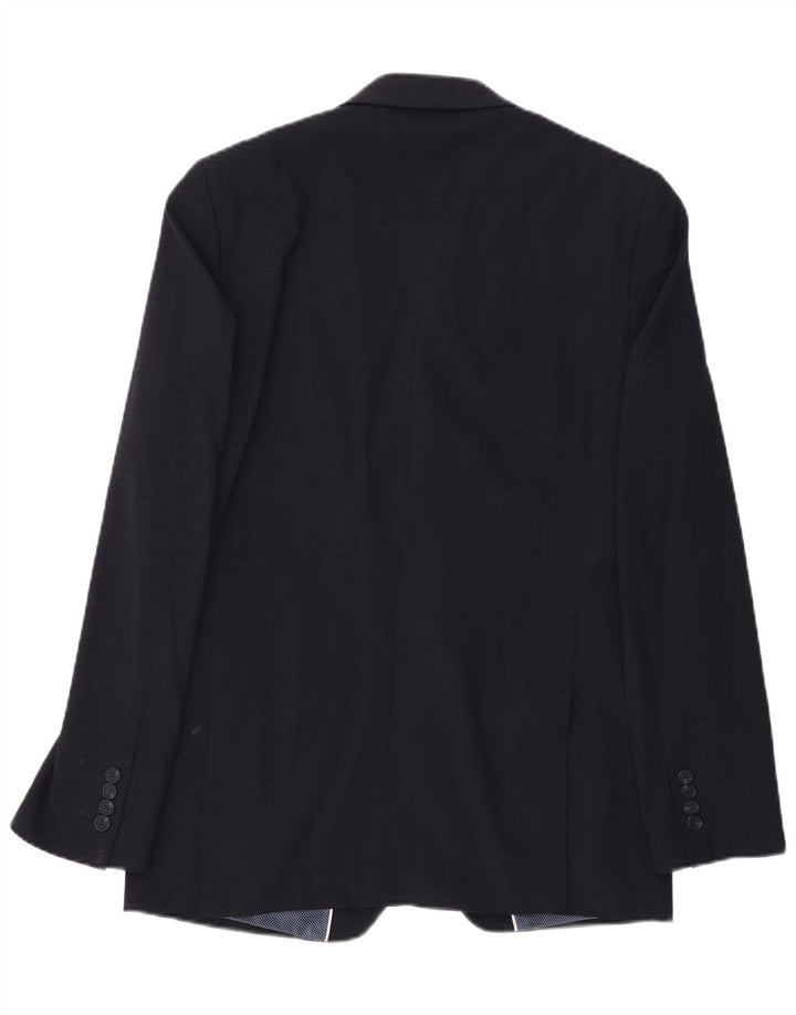 Giacca blazer a 2 bottoni Marks & Spencer da uomo UK 40 grande check blu navy