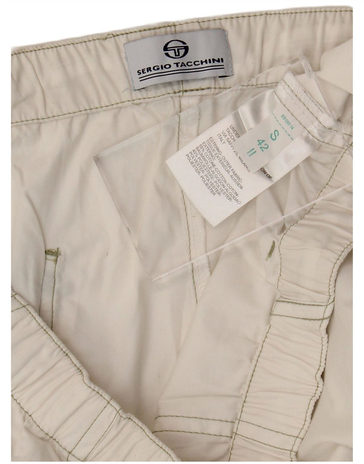 Pantaloni cargo Capri da donna Sergio Tacchini piccoli W27 L20 cotone bianco