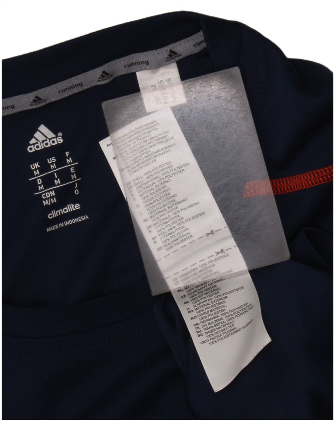 Top ADIDAS Climalite da uomo a maniche lunghe in poliestere blu navy medio
