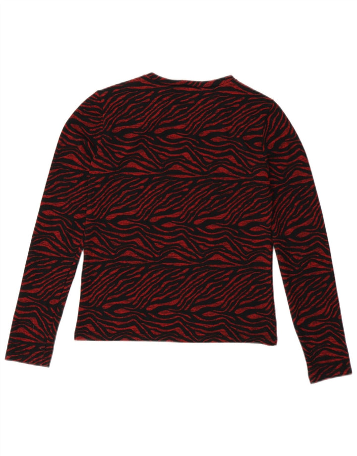 Top Zara da donna a maniche lunghe UK 10 piccola stampa animalier rossa