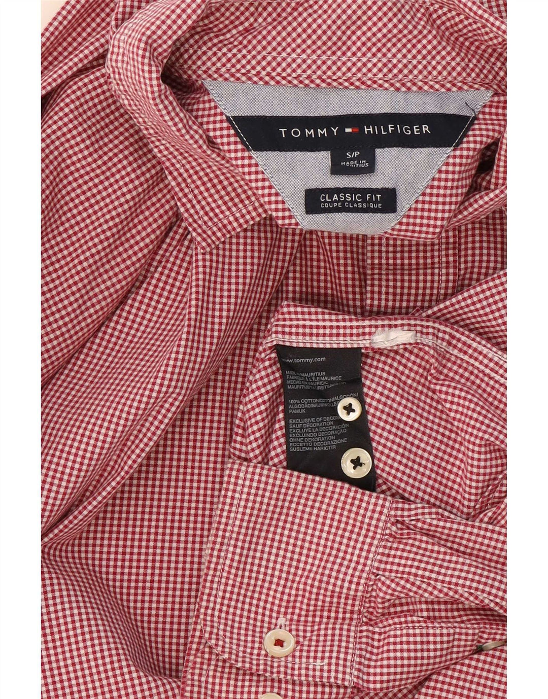 Tommy Hilfiger Camicia da uomo classica vestibilità piccola in cotone a quadretti rossi