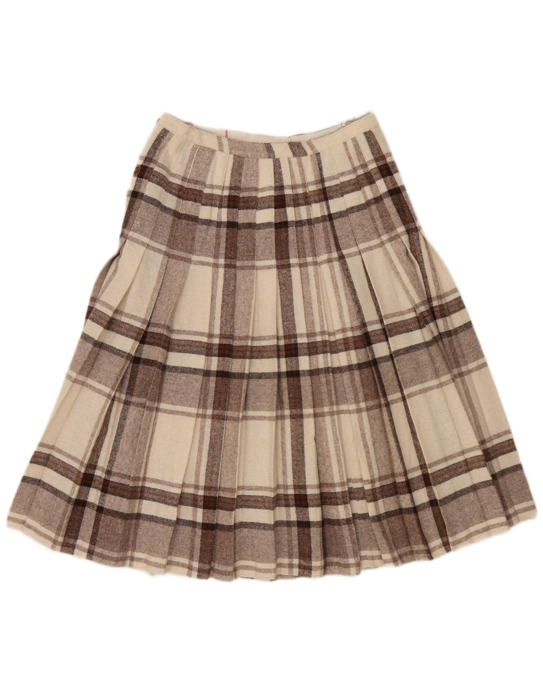 Gonna a portafoglio vintage da donna in kilt W28 a quadri marrone medio
